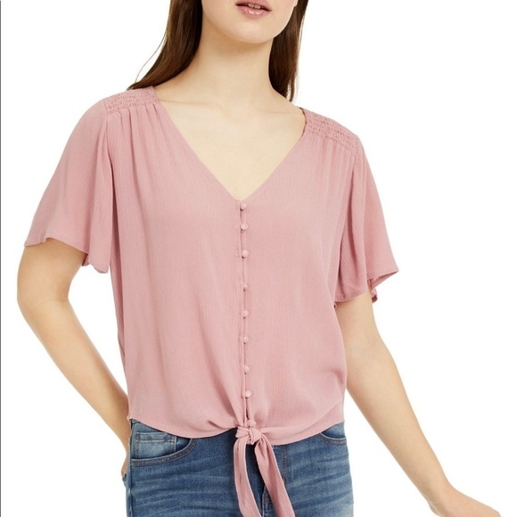 Ultra Flirt Button Front TieWaisted Blouses Size S - Picture 1 of 6